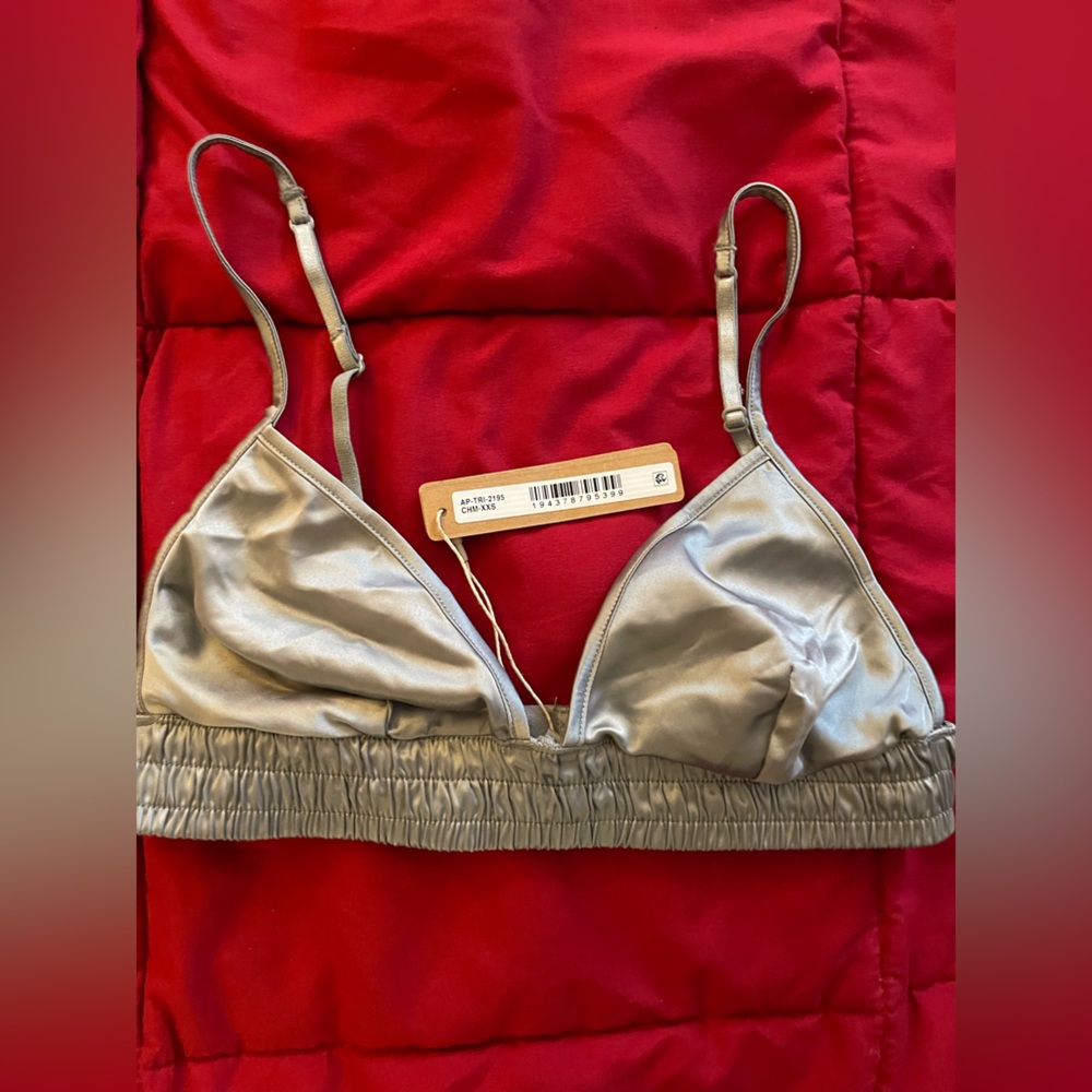 SKIMS Silver Satin Triangle Bralette